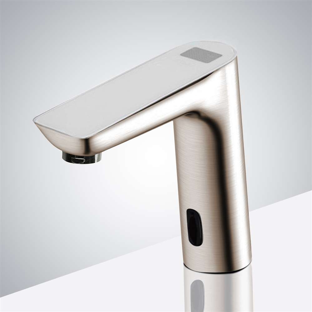 Digital Display Brushed Nickel Commercial Automatic Touch Free Motion Sensor Faucet